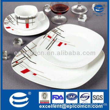 best quality supper white porcelain ceramic dinnerware with classic geometric pattern
